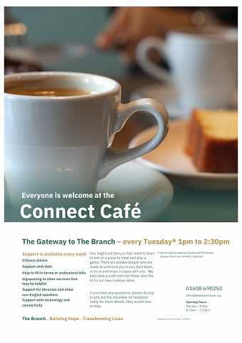 Cup of coffee and information about the Branch